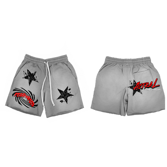 Fear the Void Shorts-Red On Grey